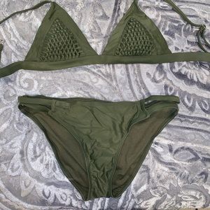 Xhilaration olive green crochet top bikini